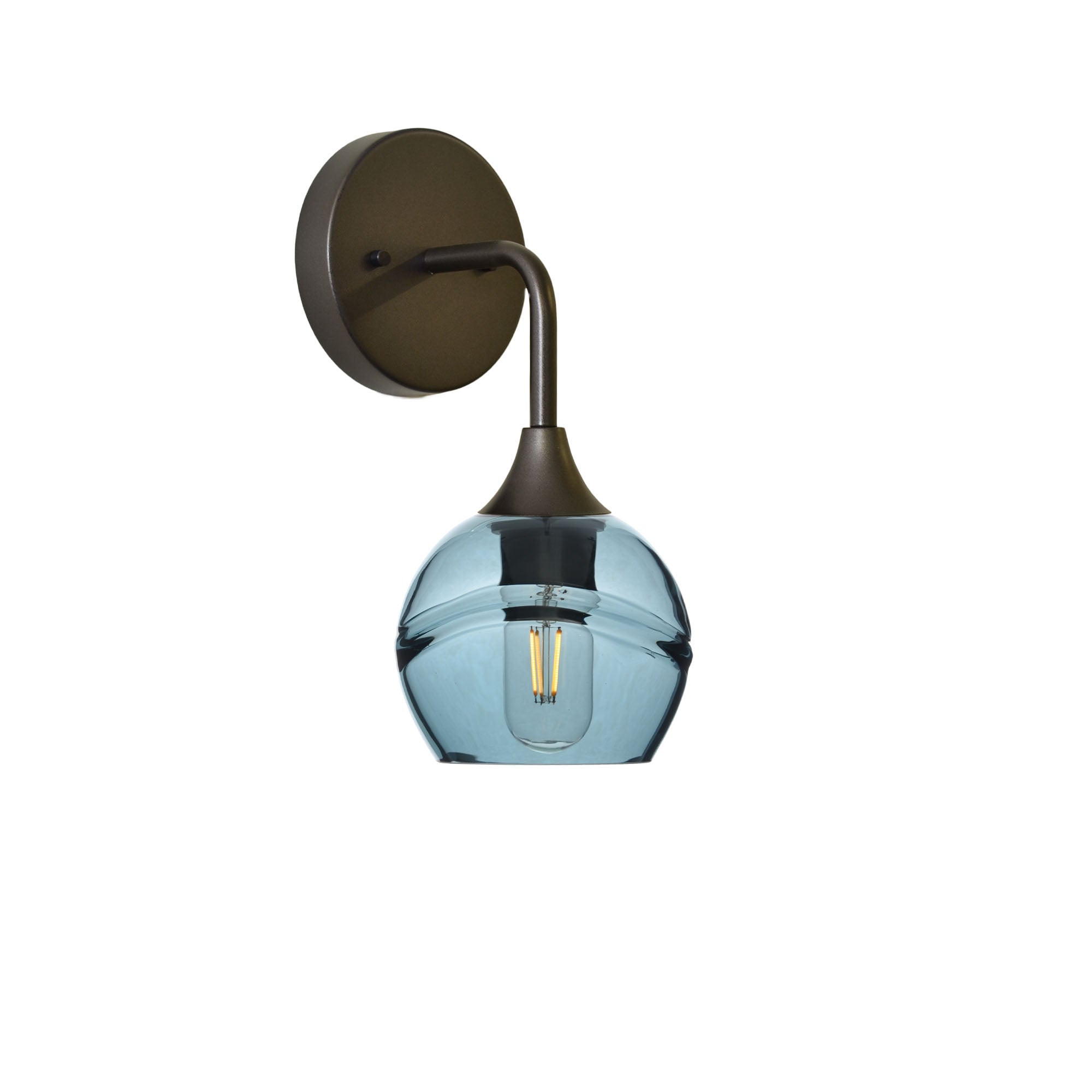 763 Interior Wall Sconce-Glass-Bicycle Glass Co-Swell-Slate Gray-Antique Bronze-Bicycle Glass Co
