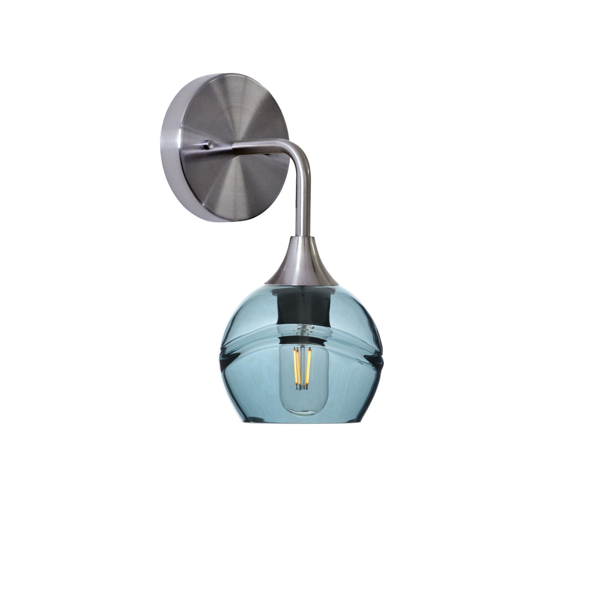 763 Interior Wall Sconce-Glass-Bicycle Glass Co-Swell-Slate Gray-Brushed Nickel-Bicycle Glass Co