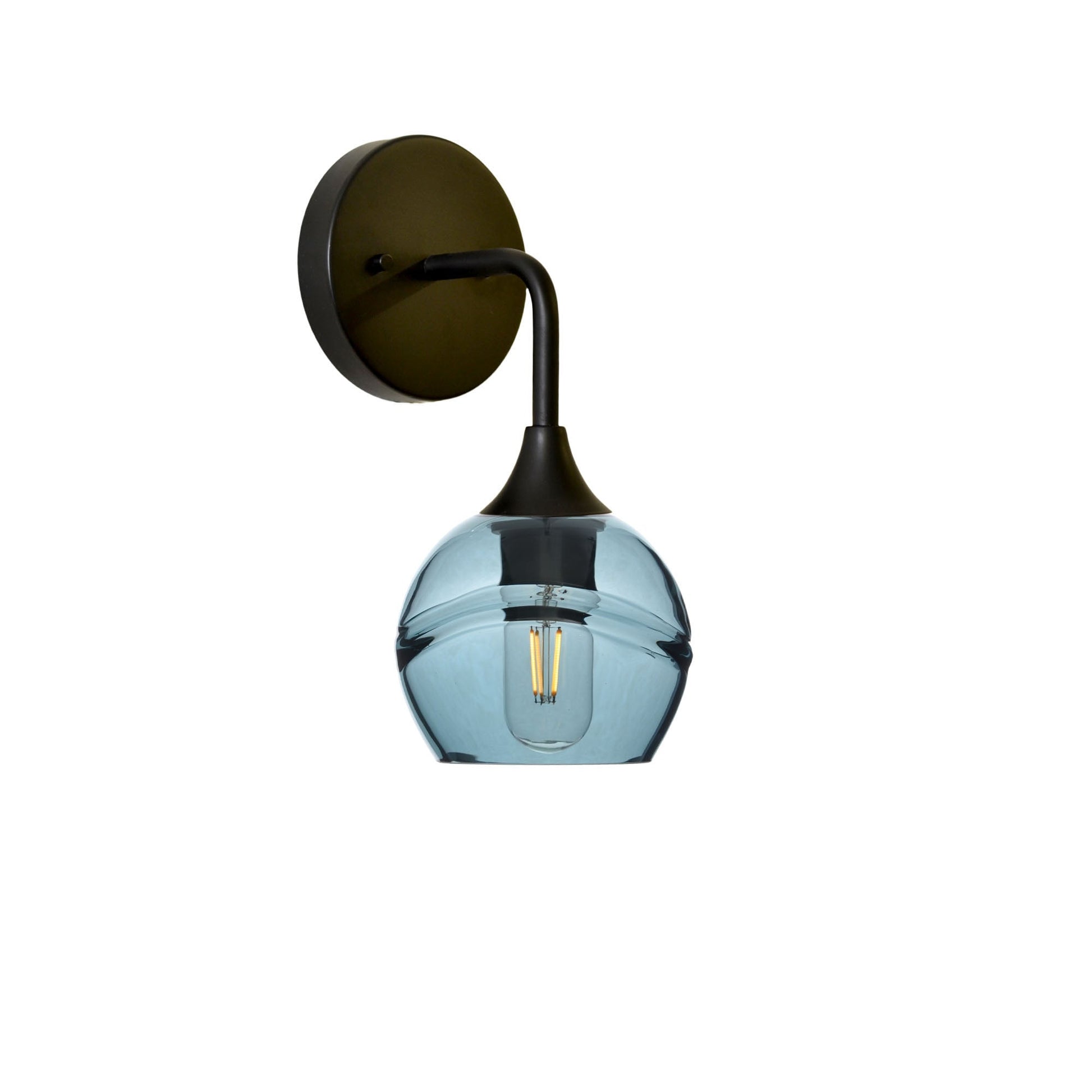 763 Interior Wall Sconce-Glass-Bicycle Glass Co-Swell-Slate Gray-Matte Black-Bicycle Glass Co
