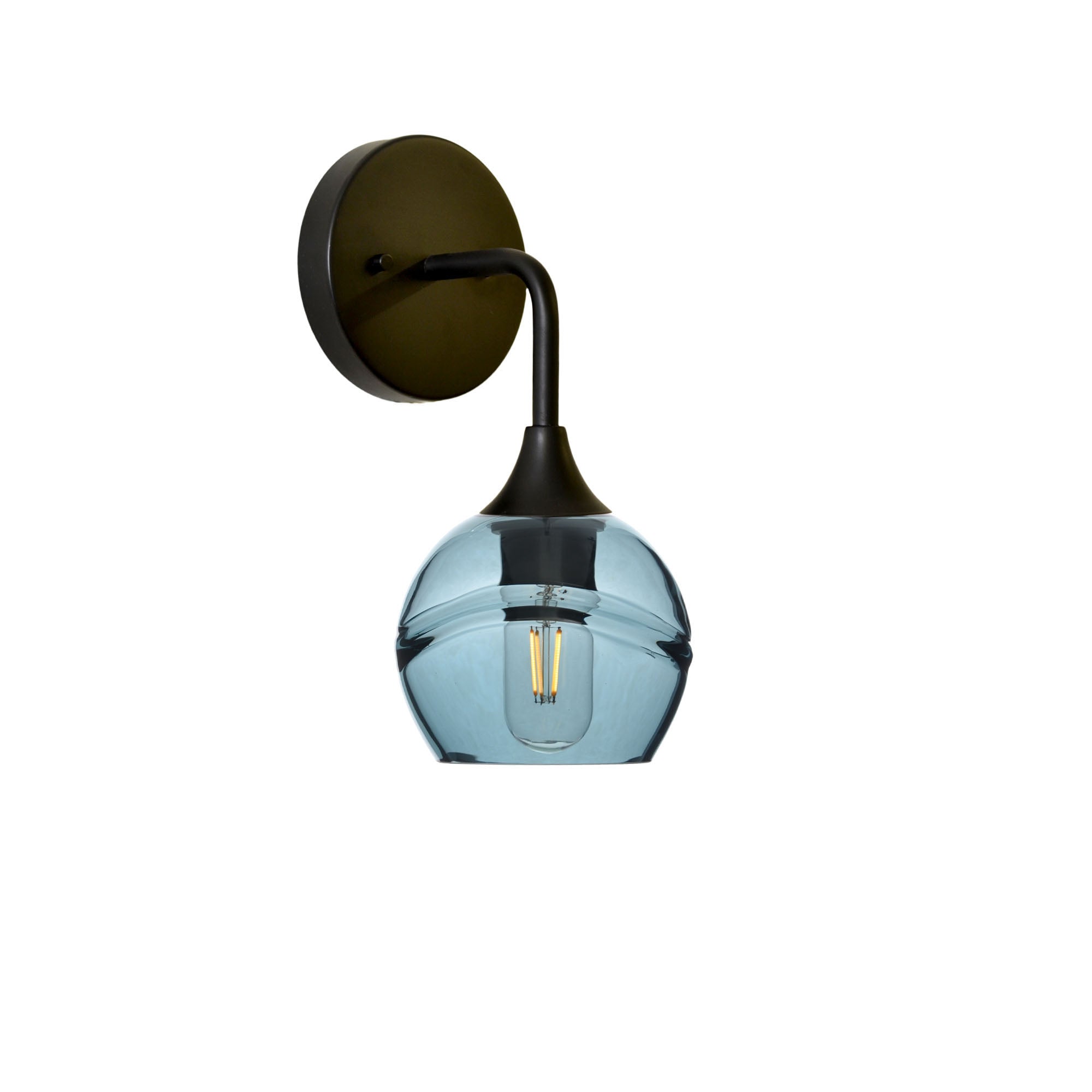763 Interior Wall Sconce-Glass-Bicycle Glass Co-Swell-Slate Gray-Matte Black-Bicycle Glass Co