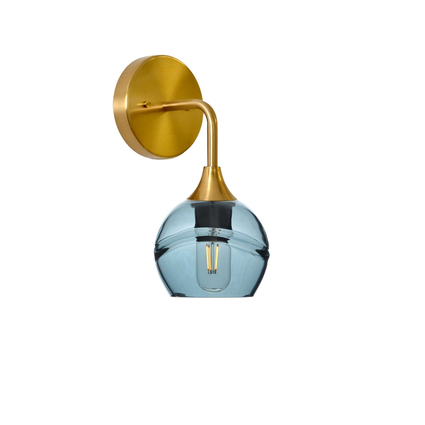 763 Interior Wall Sconce-Glass-Bicycle Glass Co-Swell-Slate Gray-Polished Brass-Bicycle Glass Co