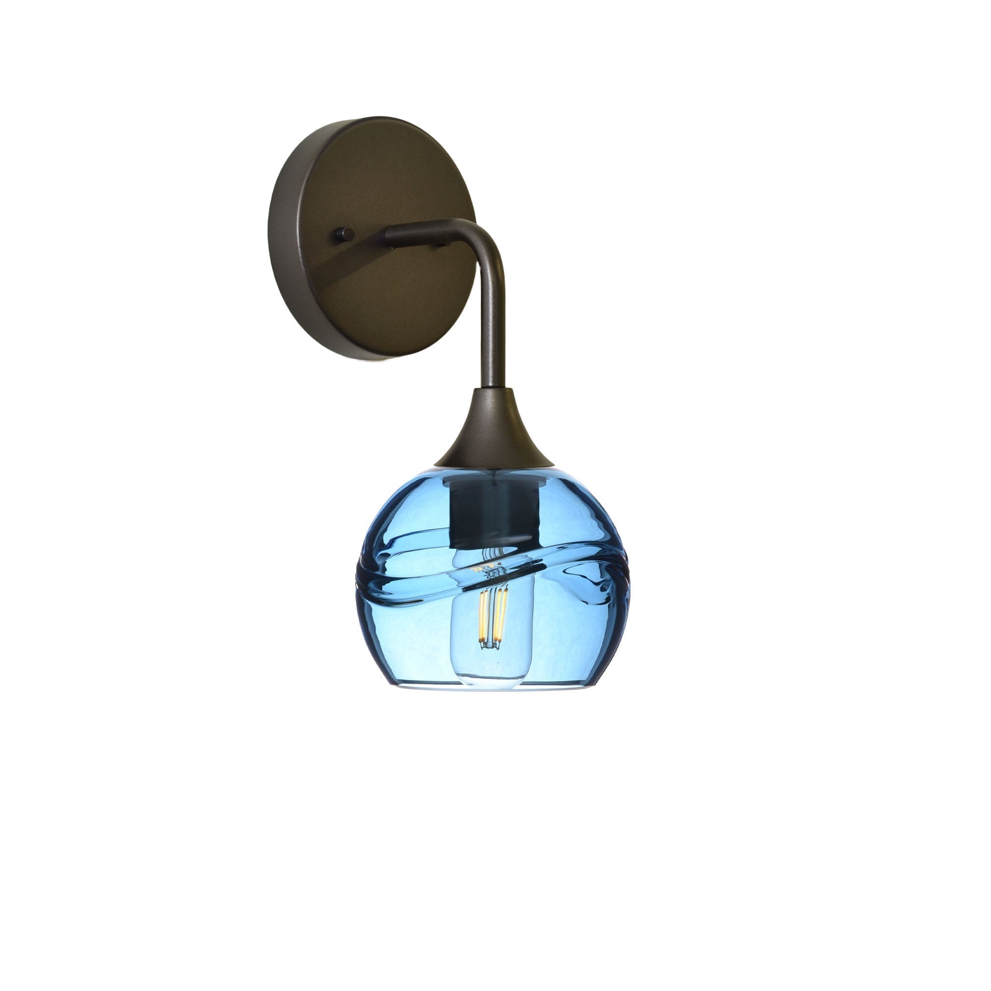 763 Interior Wall Sconce-Glass-Bicycle Glass Co-Swell-Steel Blue-Antique Bronze-Bicycle Glass Co