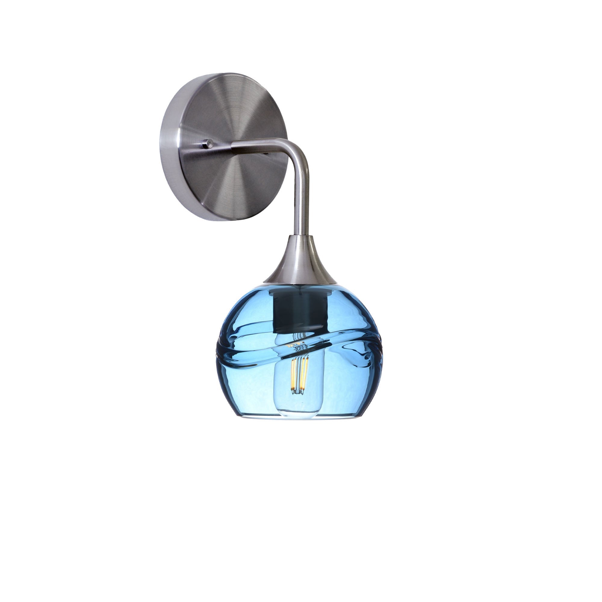 763 Interior Wall Sconce-Glass-Bicycle Glass Co-Swell-Steel Blue-Brushed Nickel-Bicycle Glass Co