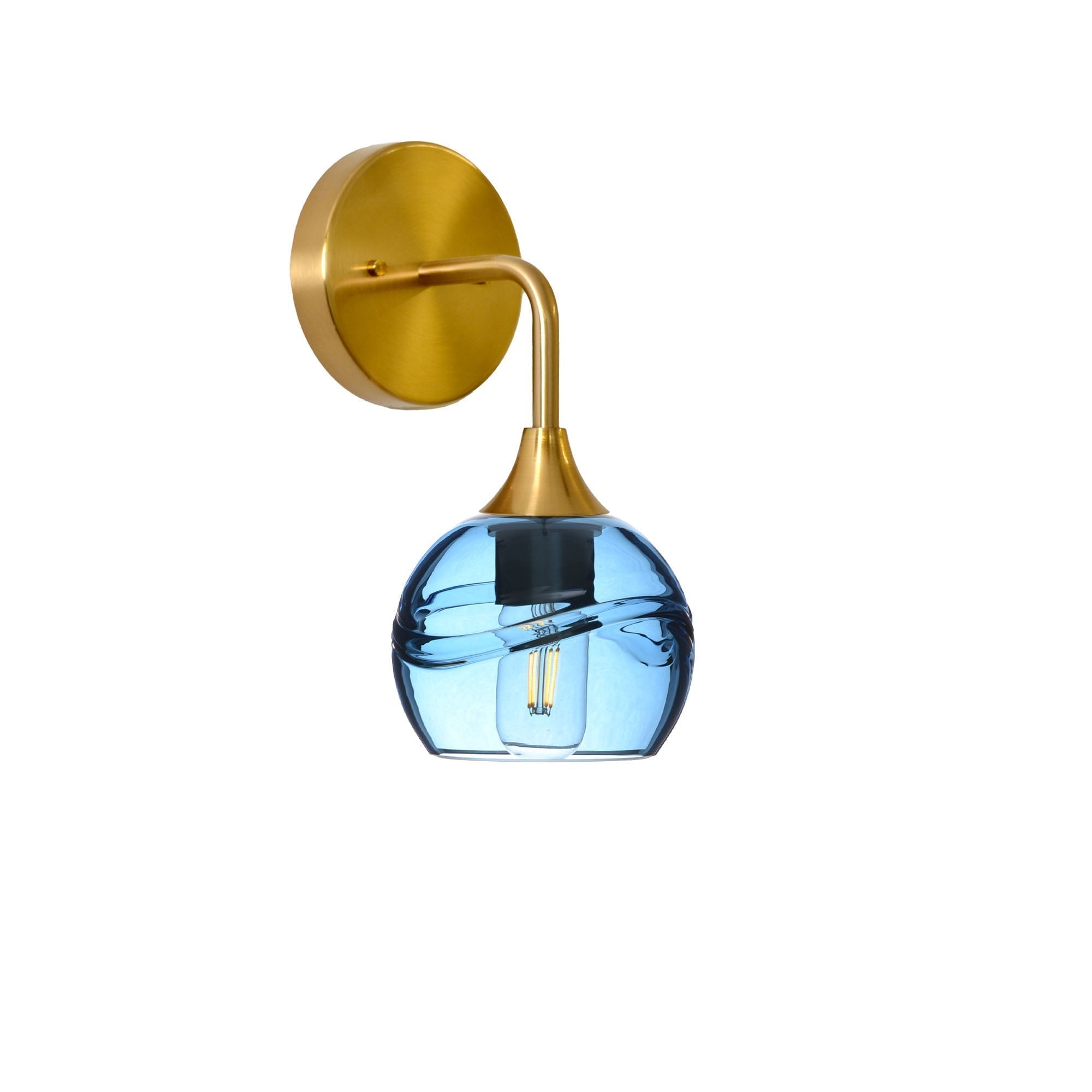 763 Interior Wall Sconce-Glass-Bicycle Glass Co-Swell-Steel Blue-Polished Brass-Bicycle Glass Co