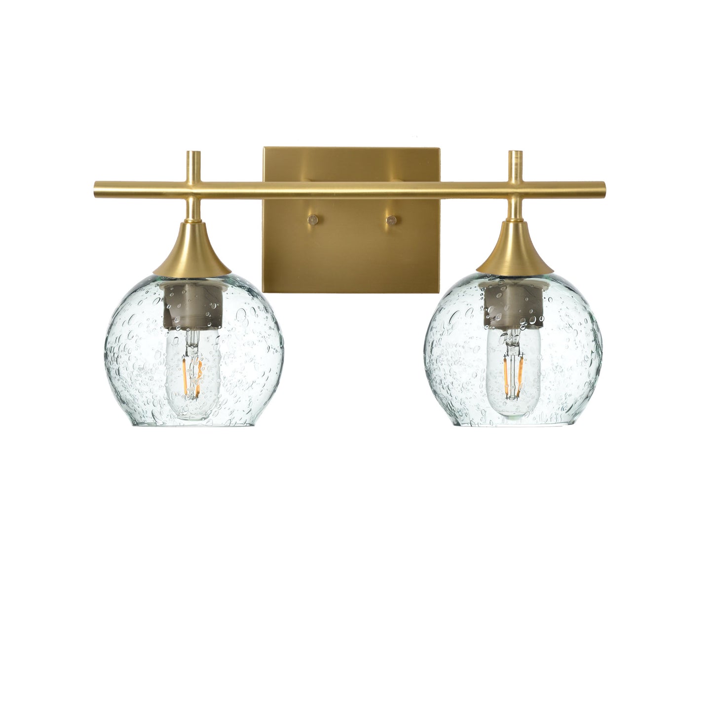 763 Lunar: 2 Light Wall Vanity-Glass-Bicycle Glass Co - Hotshop-Eco Clear-Polished Brass-Bicycle Glass Co