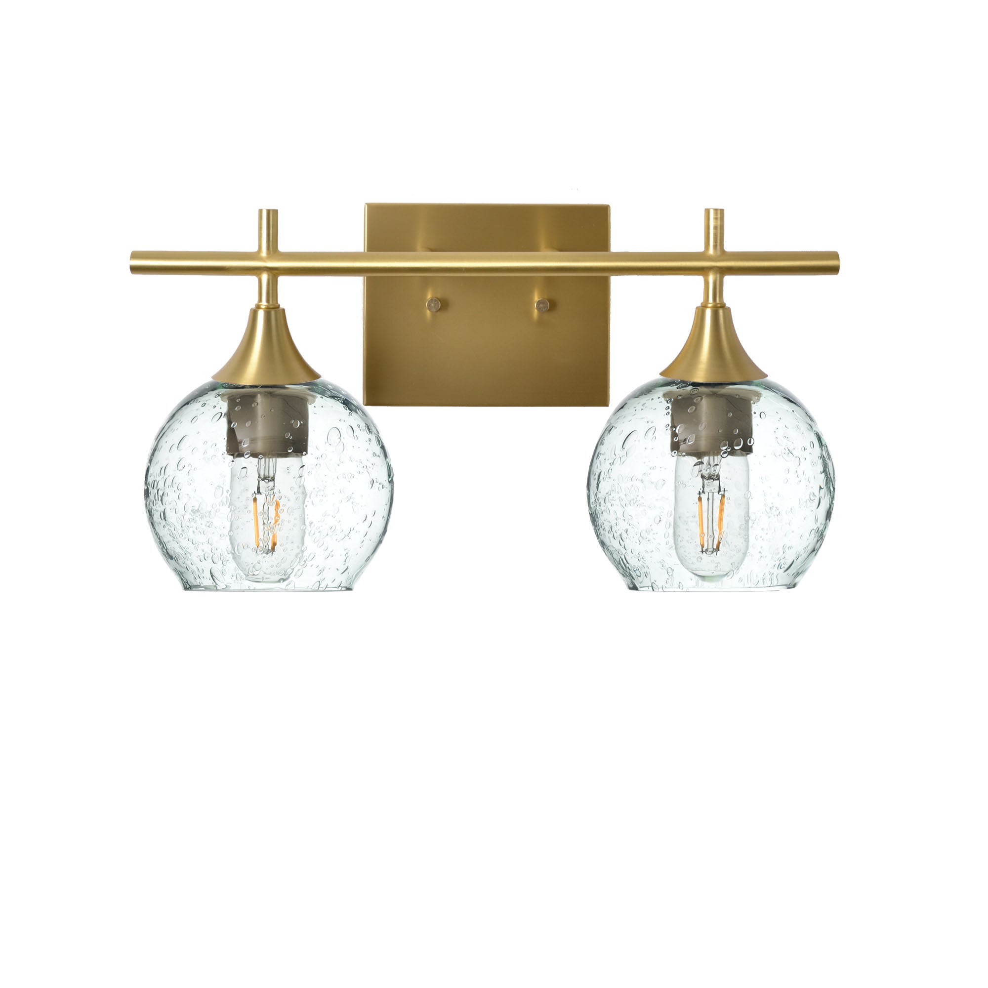 763 Lunar: 2 Light Wall Vanity-Glass-Bicycle Glass Co - Hotshop-Eco Clear-Polished Brass-Bicycle Glass Co