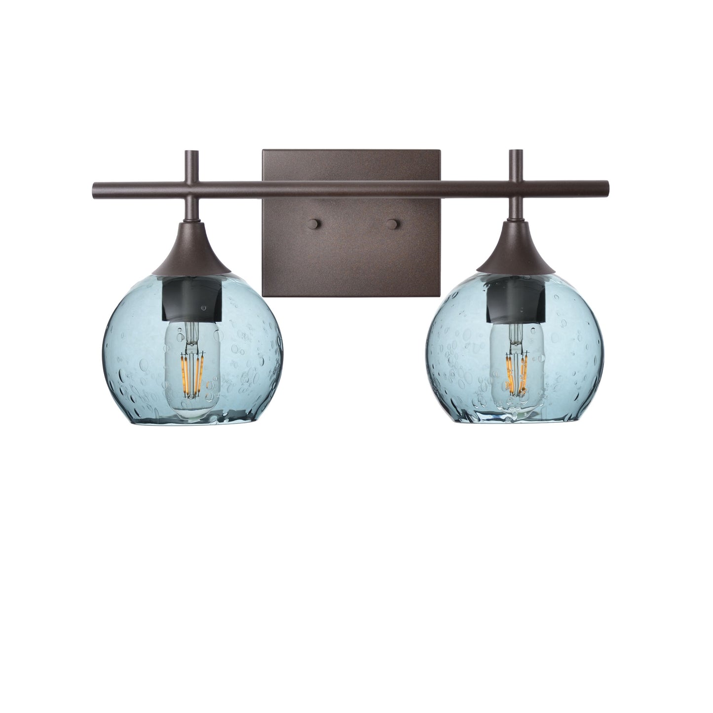 763 Lunar: 2 Light Wall Vanity-Glass-Bicycle Glass Co - Hotshop-Slate Gray-Antique Bronze-Bicycle Glass Co