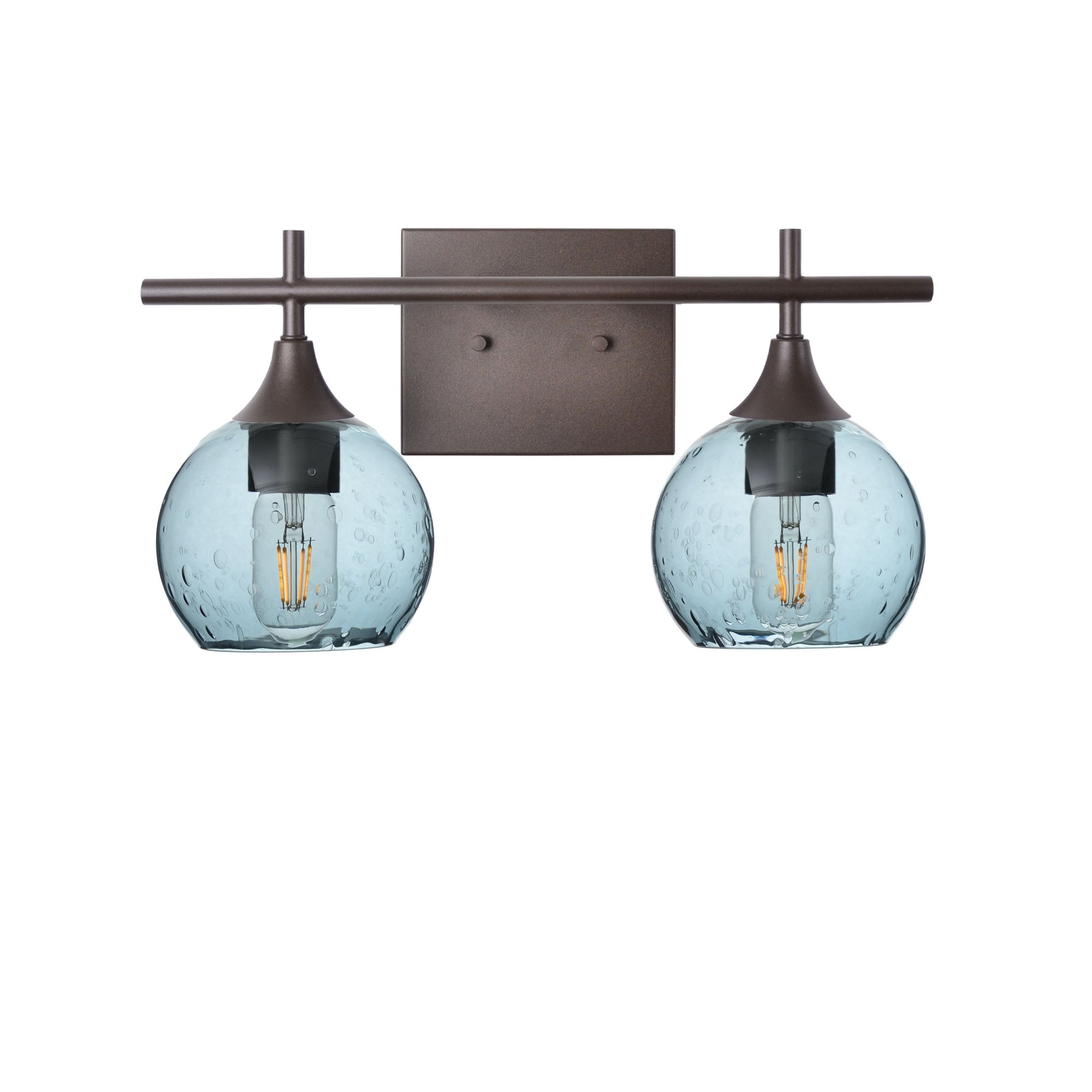 763 Lunar: 2 Light Wall Vanity-Glass-Bicycle Glass Co - Hotshop-Slate Gray-Antique Bronze-Bicycle Glass Co