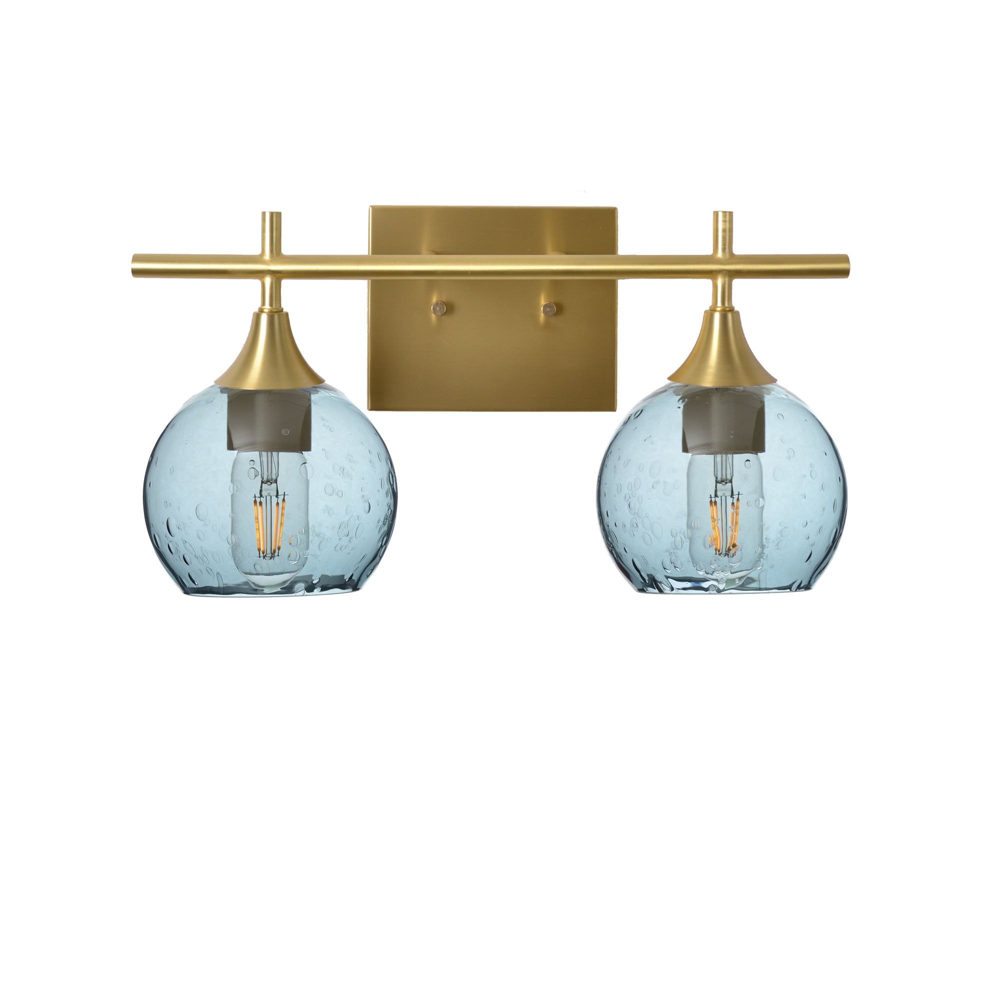 763 Lunar: 2 Light Wall Vanity-Glass-Bicycle Glass Co - Hotshop-Slate Gray-Polished Brass-Bicycle Glass Co