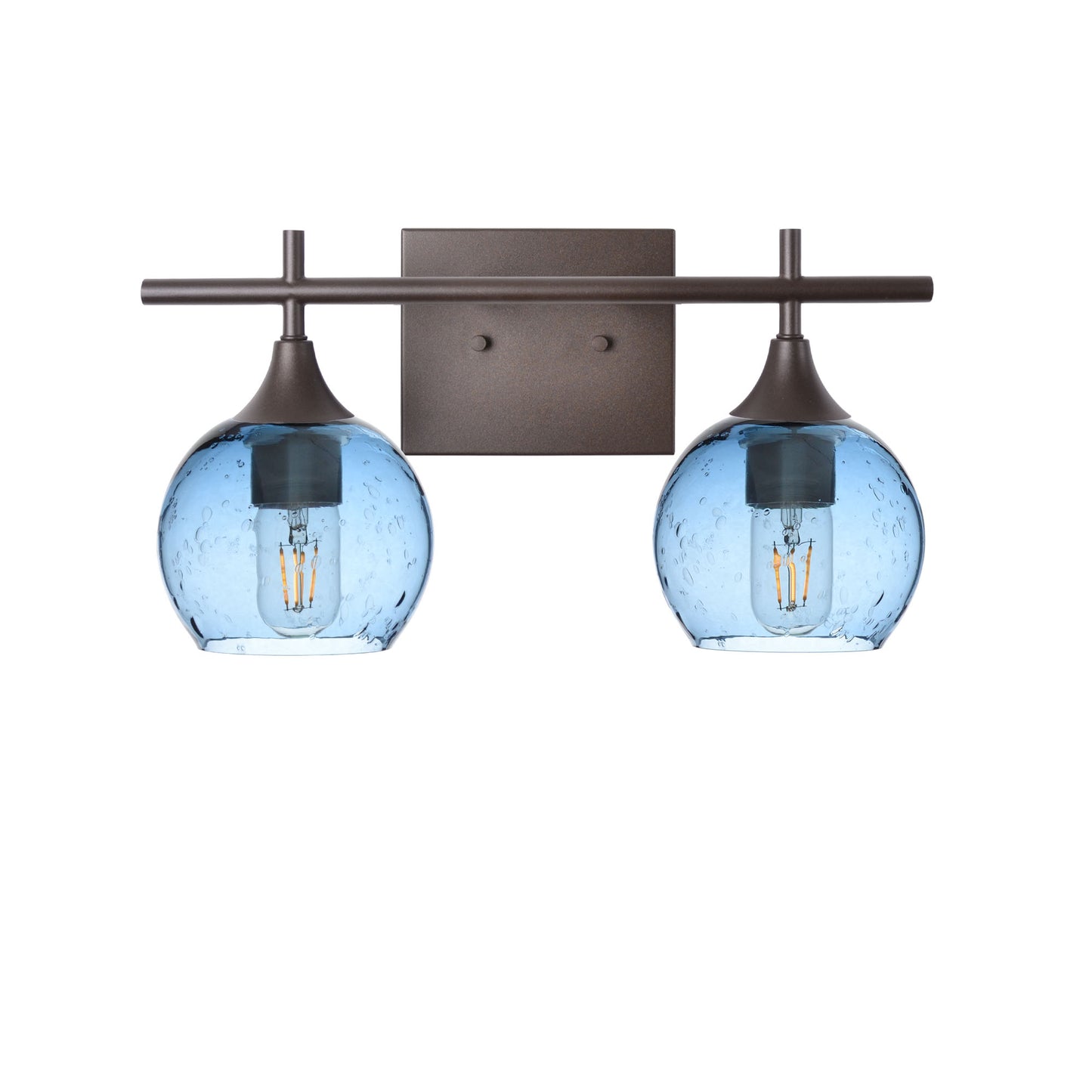 763 Lunar: 2 Light Wall Vanity-Glass-Bicycle Glass Co - Hotshop-Steel Blue-Antique Bronze-Bicycle Glass Co