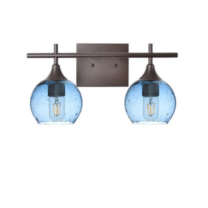 763 Lunar: 2 Light Wall Vanity-Glass-Bicycle Glass Co - Hotshop-Steel Blue-Antique Bronze-Bicycle Glass Co