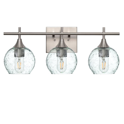 763 Lunar: 3 Light Wall Vanity-Glass-Bicycle Glass Co - Hotshop-Eco Clear-Brushed Nickel-Bicycle Glass Co