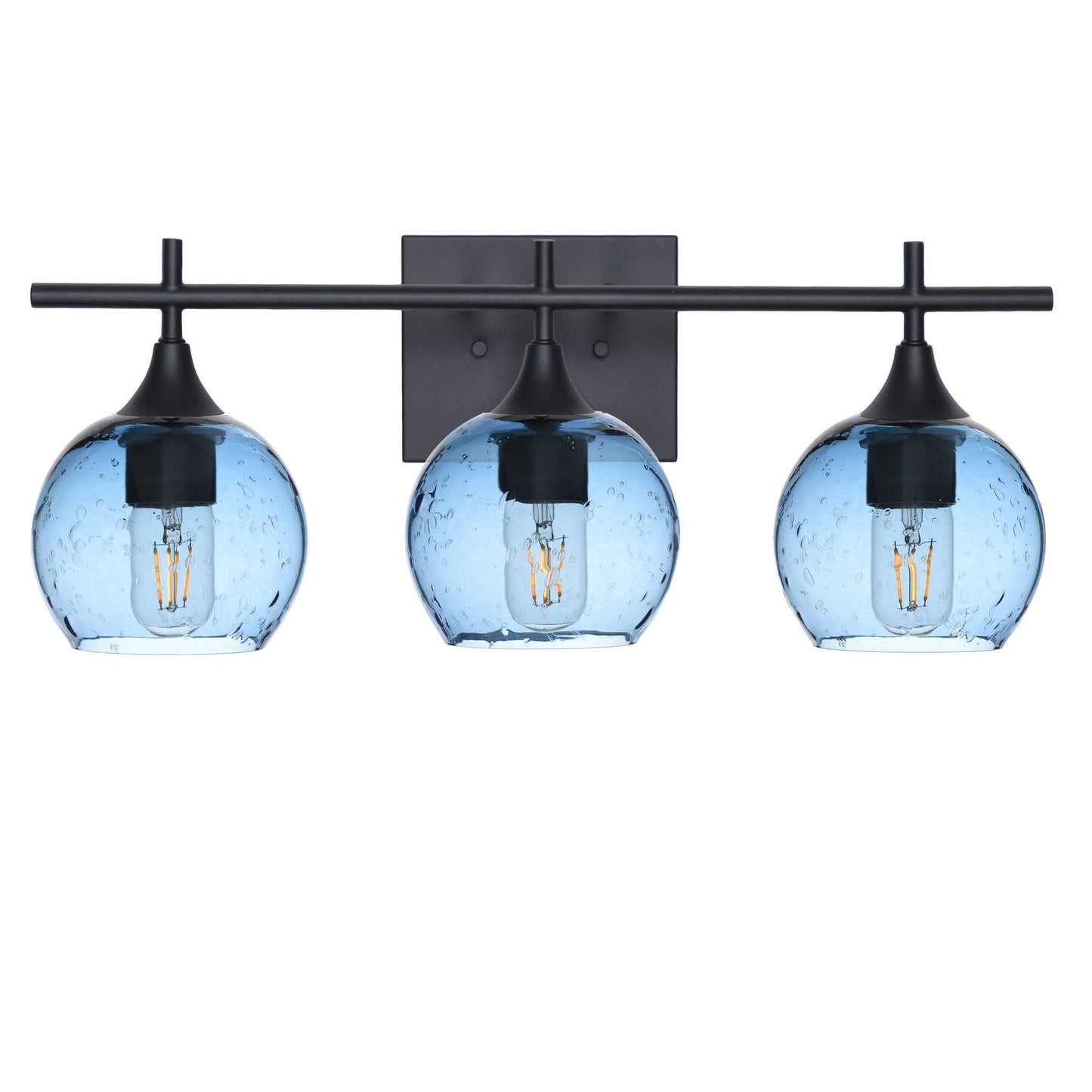 763 Lunar: 3 Light Wall Vanity-Glass-Bicycle Glass Co - Hotshop-Steel Blue-Brushed Nickel-4W LED (+0.00)-Bicycle Glass Co