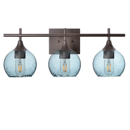 763 Lunar: 3 Light Wall Vanity-Glass-Bicycle Glass Co - Hotshop-Slate Gray-Dark Bronze-Bicycle Glass Co