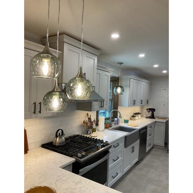 763 Lunar: 3 Pendant Cascade Chandelier-Glass-Bicycle Glass Co-Slate Gray-Bicycle Glass Co