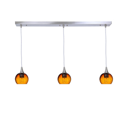 763 Lunar: 3 Pendant Linear Chandelier-Glass-Bicycle Glass Co - Hotshop-Eco Clear-Polished Brass-Bicycle Glass Co