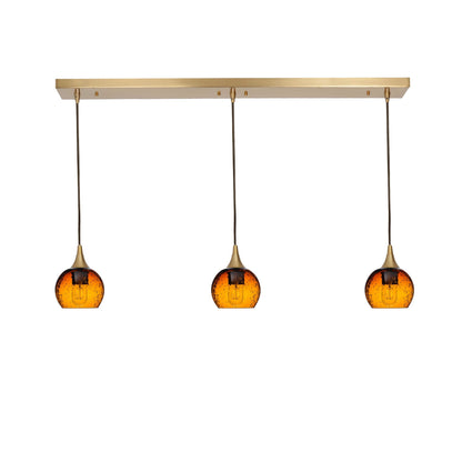 763 Lunar: 3 Pendant Linear Chandelier-Glass-Bicycle Glass Co - Hotshop-Eco Clear-Polished Brass-Bicycle Glass Co