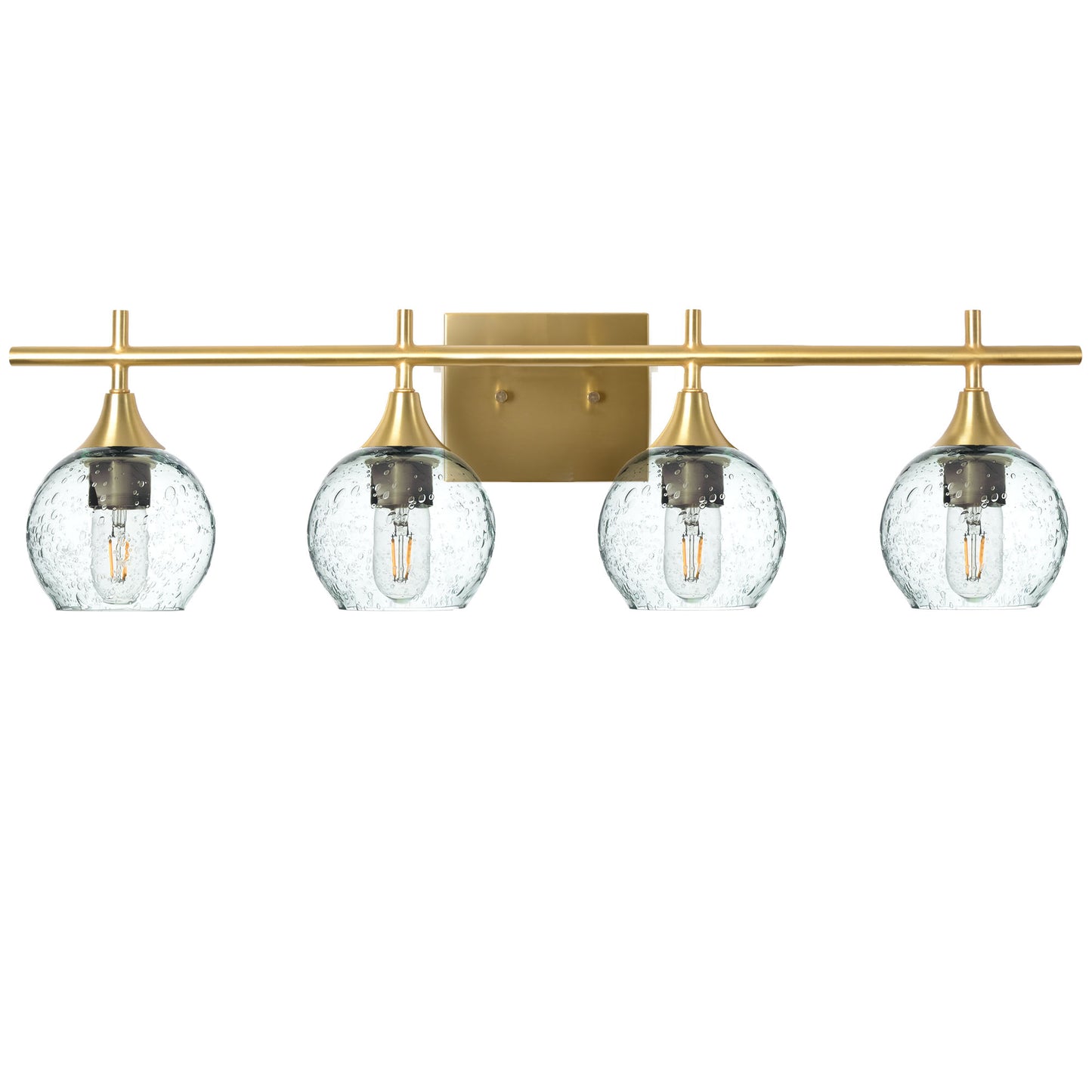 763 Lunar: 4 Light Wall Vanity-Glass-Bicycle Glass Co - Hotshop-Eco Clear-Polished Brass-Bicycle Glass Co
