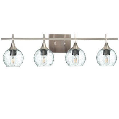 763 Lunar: 4 Light Wall Vanity-Glass-Bicycle Glass Co - Hotshop-Eco Clear-Brushed Nickel-Bicycle Glass Co