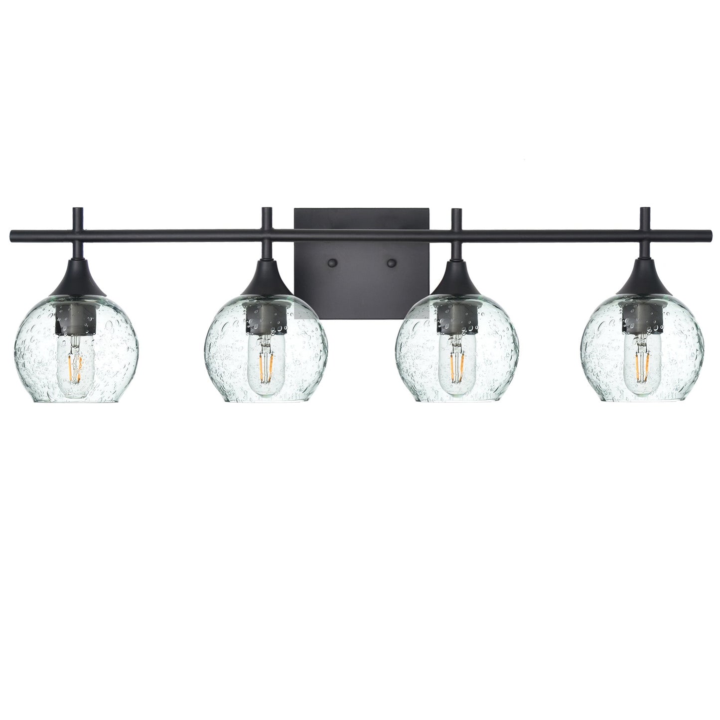 763 Lunar: 4 Light Wall Vanity-Glass-Bicycle Glass Co - Hotshop-Eco Clear-Matte Black-Bicycle Glass Co