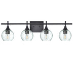 763 Lunar: 4 Light Wall Vanity-Glass-Bicycle Glass Co - Hotshop-Eco Clear-Matte Black-Bicycle Glass Co