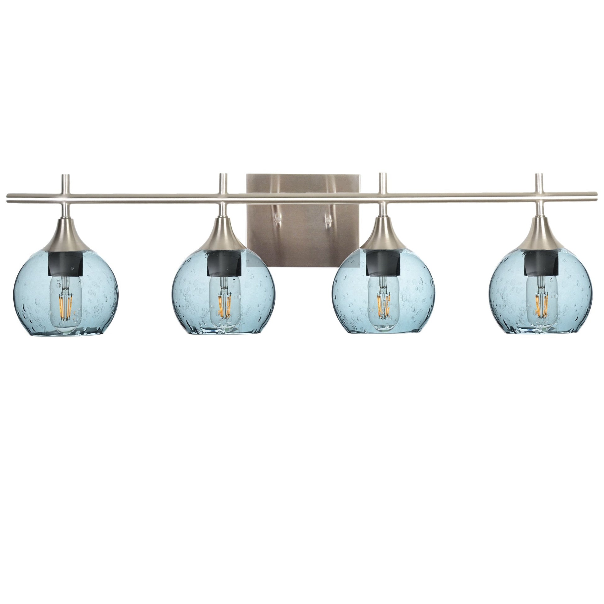 763 Lunar: 4 Light Wall Vanity-Glass-Bicycle Glass Co - Hotshop-Slate Gray-Brushed Nickel-Bicycle Glass Co