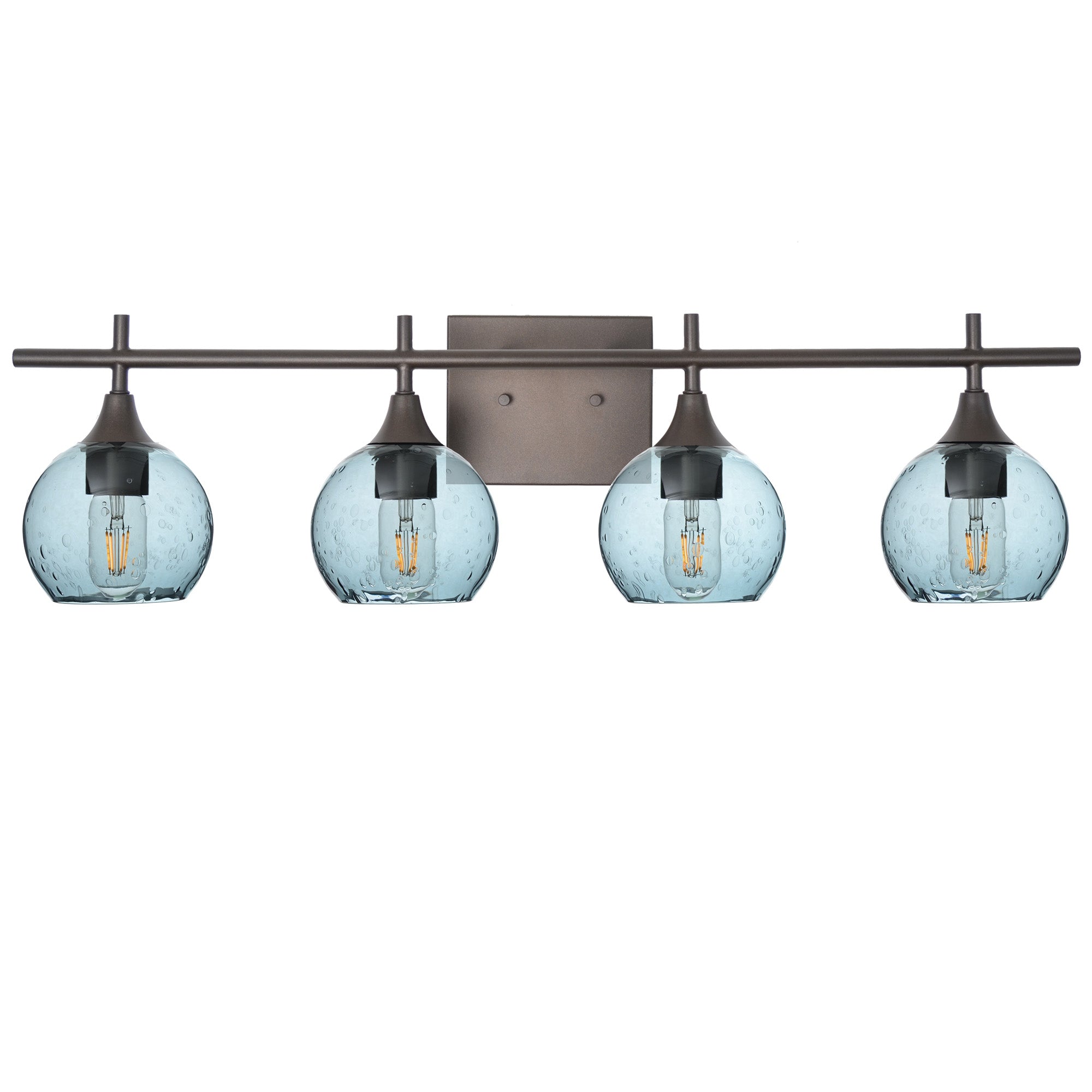 763 Lunar: 4 Light Wall Vanity-Glass-Bicycle Glass Co - Hotshop-Slate Gray-Dark Bronze-Bicycle Glass Co