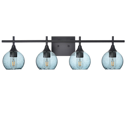 763 Lunar: 4 Light Wall Vanity-Glass-Bicycle Glass Co - Hotshop-Slate Gray-Matte Black-Bicycle Glass Co