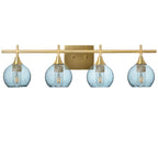 763 Lunar: 4 Light Wall Vanity-Glass-Bicycle Glass Co - Hotshop-Slate Gray-Polished Brass-Bicycle Glass Co
