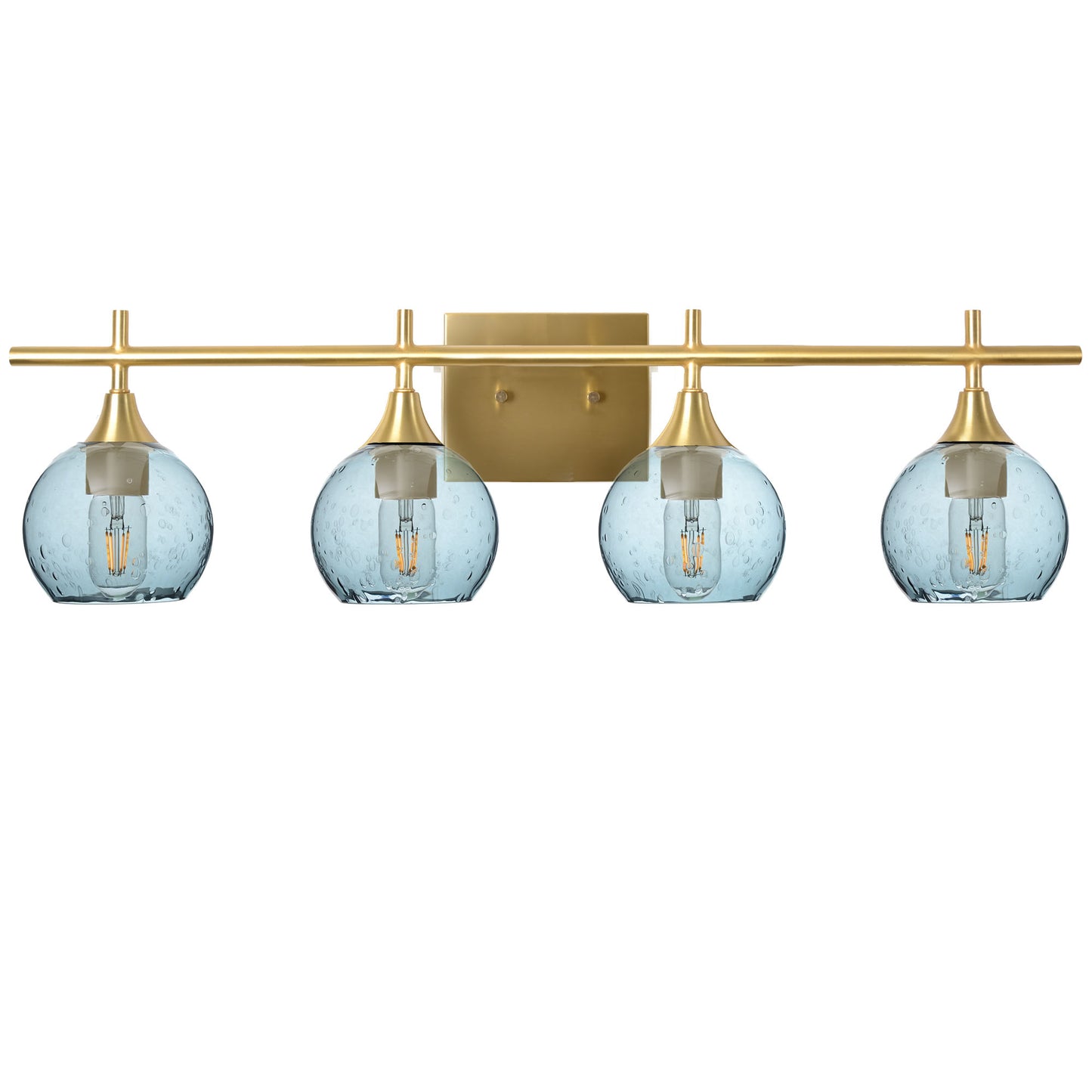 763 Lunar: 4 Light Wall Vanity-Glass-Bicycle Glass Co - Hotshop-Slate Gray-Polished Brass-Bicycle Glass Co