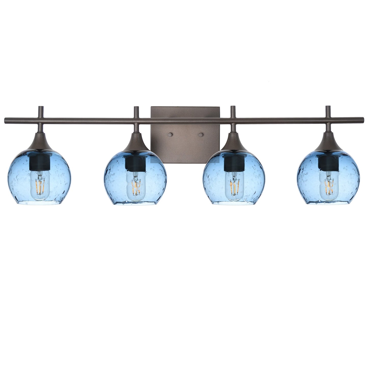 763 Lunar: 4 Light Wall Vanity-Glass-Bicycle Glass Co - Hotshop-Steel Blue-Dark Bronze-Bicycle Glass Co