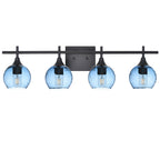 763 Lunar: 4 Light Wall Vanity-Glass-Bicycle Glass Co - Hotshop-Steel Blue-Matte Black-Bicycle Glass Co
