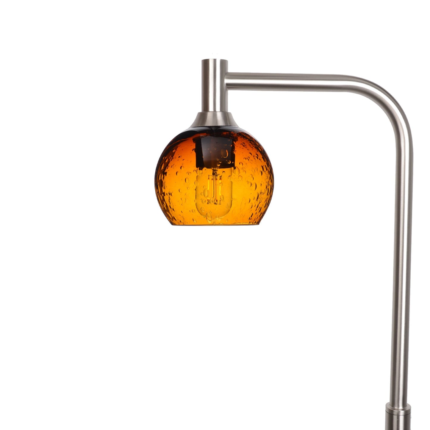 763 Lunar: Floor Lamp-Glass-Bicycle Glass Co - Hotshop-Golden Amber-Brushed Nickel-Bicycle Glass Co