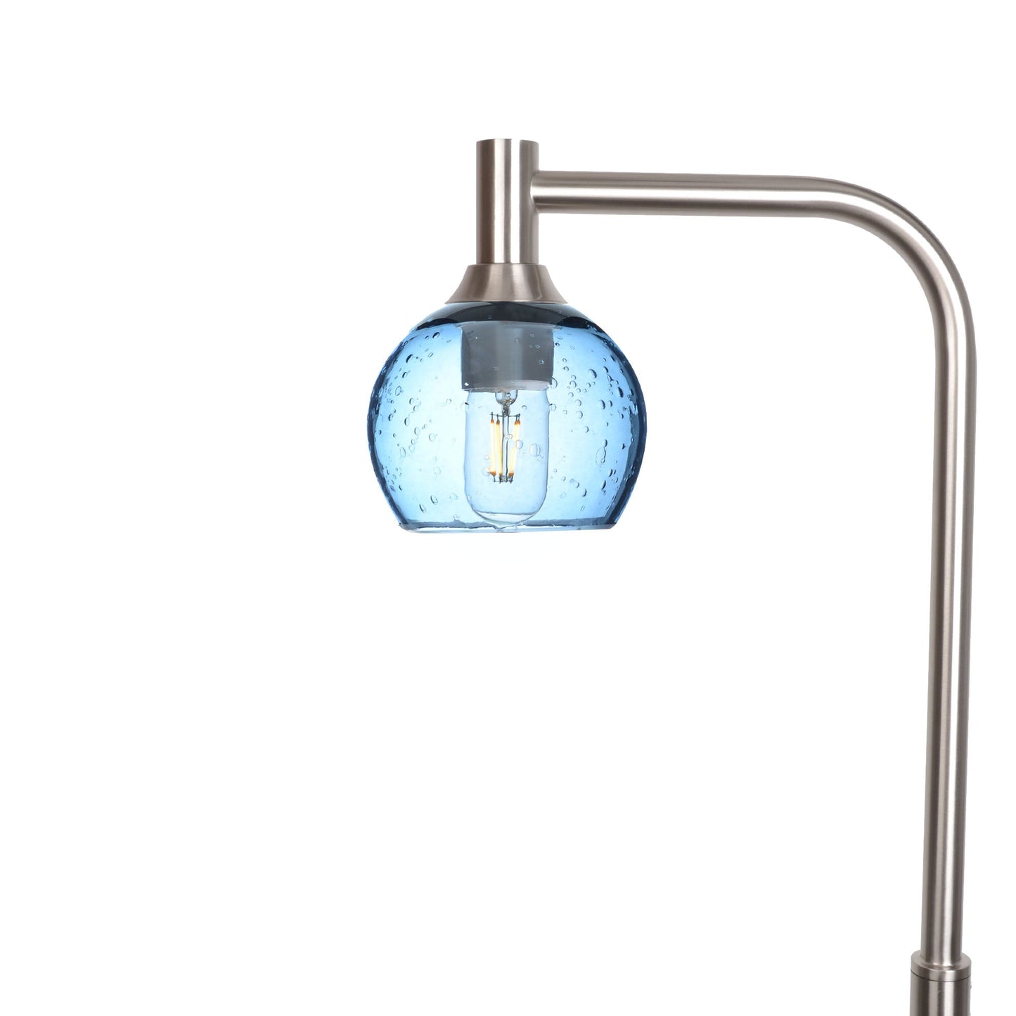 763 Lunar: Floor Lamp-Glass-Bicycle Glass Co - Hotshop-Steel Blue-Brushed Nickel-Bicycle Glass Co