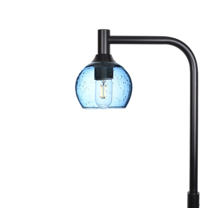 763 Lunar: Floor Lamp-Glass-Bicycle Glass Co - Hotshop-Steel Blue-Matte Black-Bicycle Glass Co