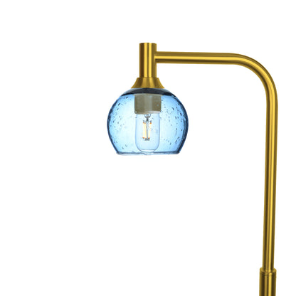 763 Lunar: Floor Lamp-Glass-Bicycle Glass Co - Hotshop-Steel Blue-Polished Brass-Bicycle Glass Co