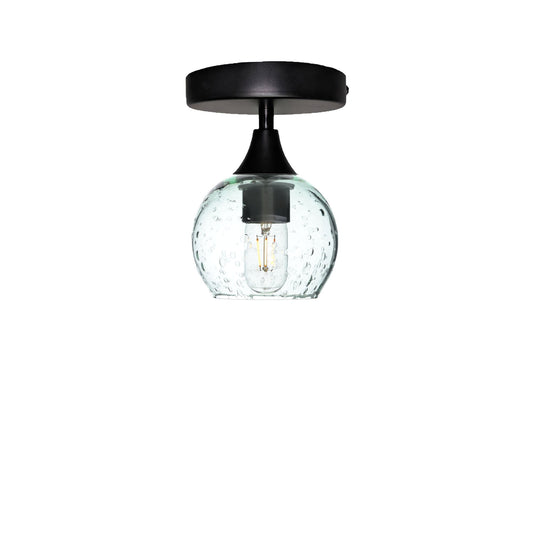 763 Lunar: Semi Flush Light-Glass-Bicycle Glass Co-Eco Clear-Matte Black-Bicycle Glass Co