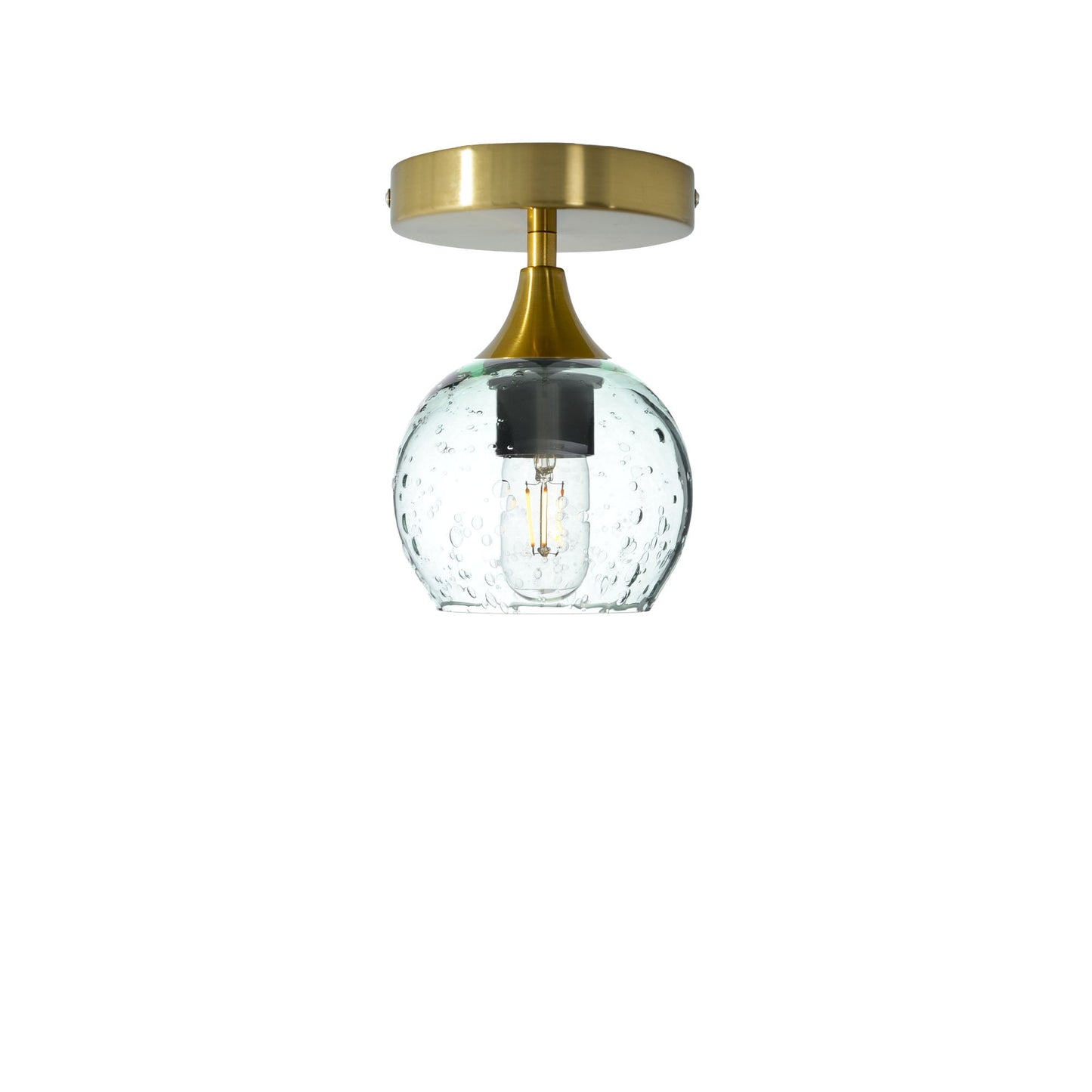 763 Lunar: Semi Flush Light-Glass-Bicycle Glass Co-Eco Clear-Polished Brass-Bicycle Glass Co