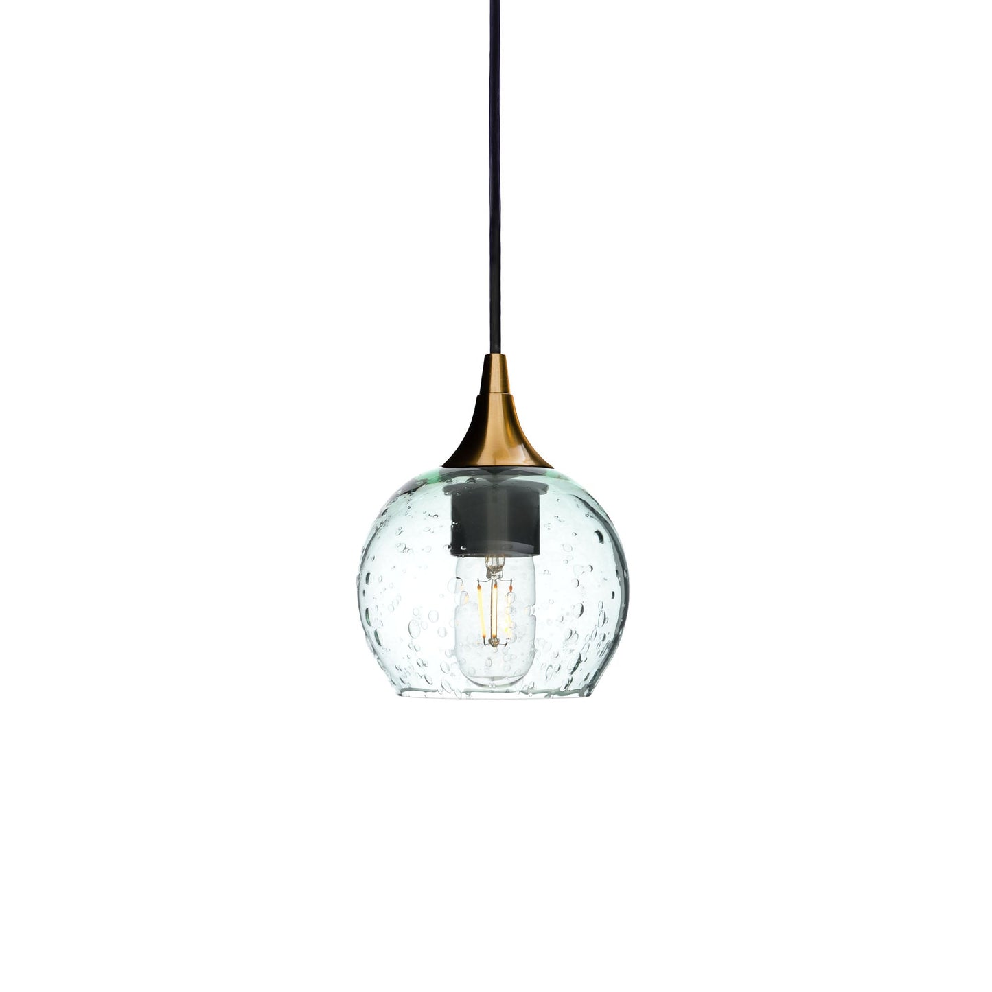 763 Lunar: Single Pendant Light-Glass-Bicycle Glass Co - Hotshop-Eco Clear-Polished Brass-Bicycle Glass Co