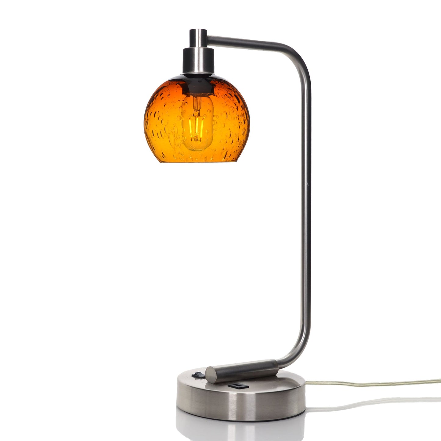 763 Lunar: Table Lamp-Glass-Bicycle Glass Co - Hotshop-Golden Amber-Brushed Nickel-Bicycle Glass Co