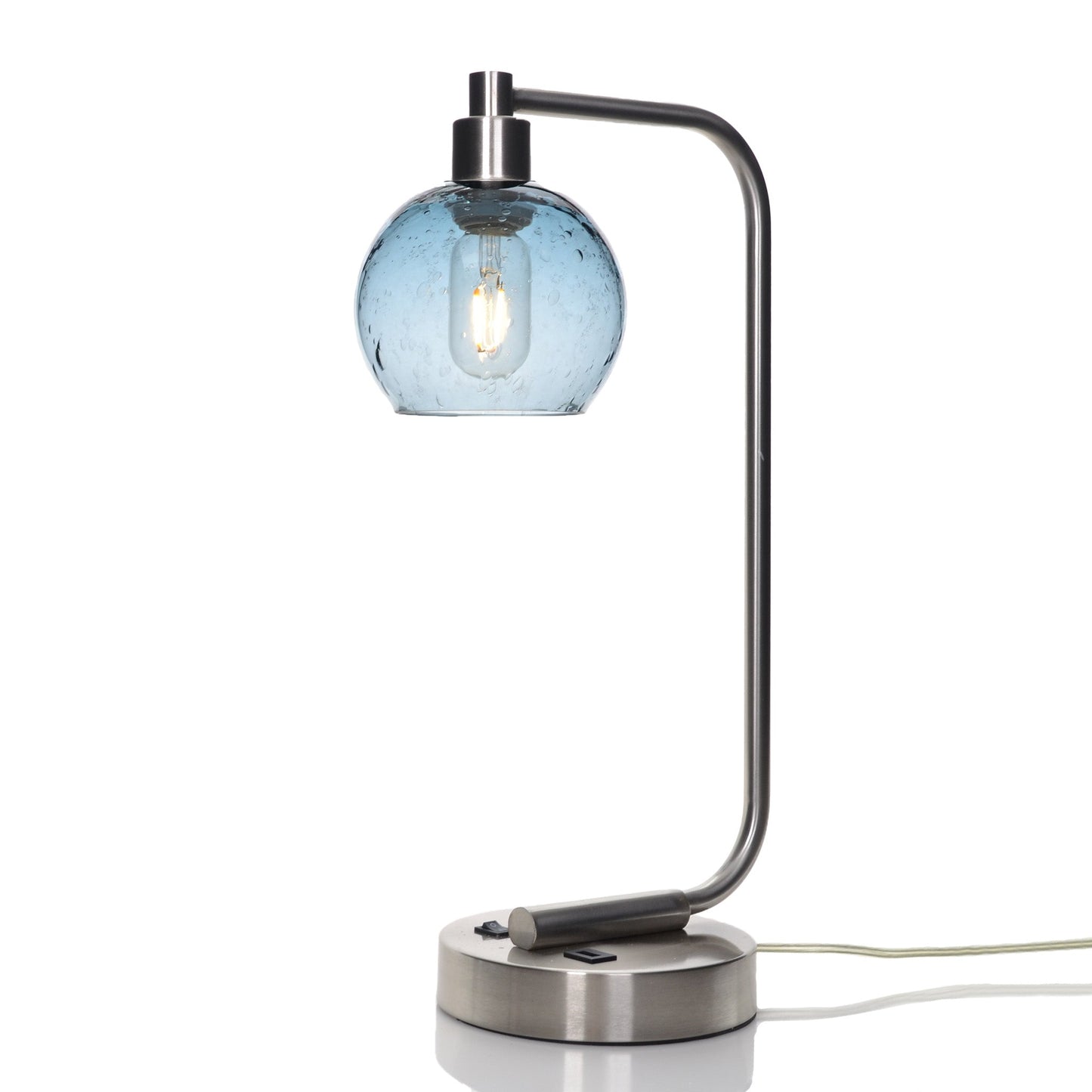763 Lunar: Table Lamp-Glass-Bicycle Glass Co - Hotshop-Slate Gray-Brushed Nickel-4 Watt LED (+$0.00)-Bicycle Glass Co