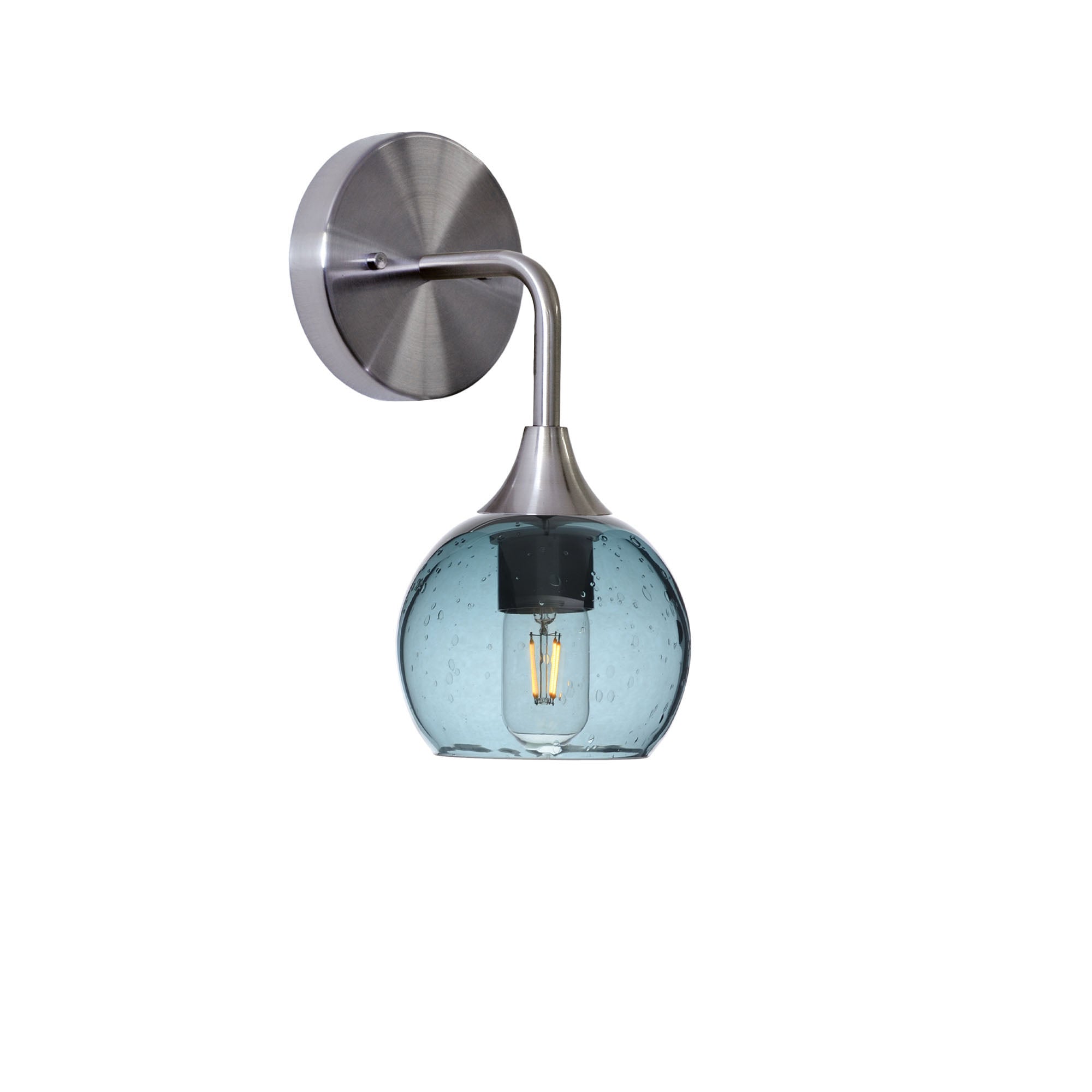 763 Lunar: Wall Sconce-Glass-Bicycle Glass Co - Hotshop-Slate Gray-Brushed Nickel-Bicycle Glass Co