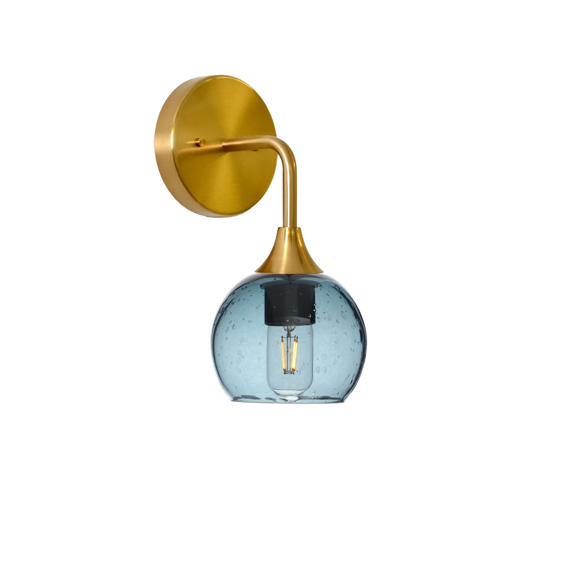 763 Lunar: Wall Sconce-Glass-Bicycle Glass Co - Hotshop-Slate Gray-Polished Brass-Bicycle Glass Co