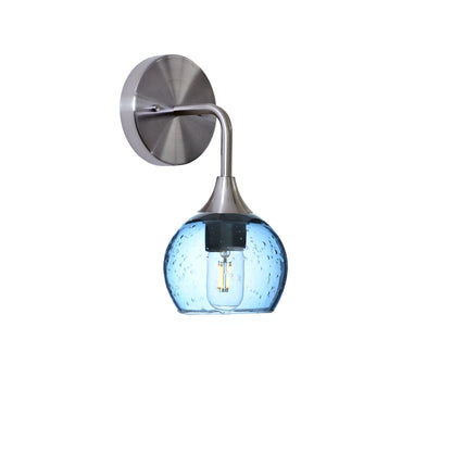 763 Lunar: Wall Sconce-Glass-Bicycle Glass Co - Hotshop-Steel Blue-Brushed Nickel-Bicycle Glass Co