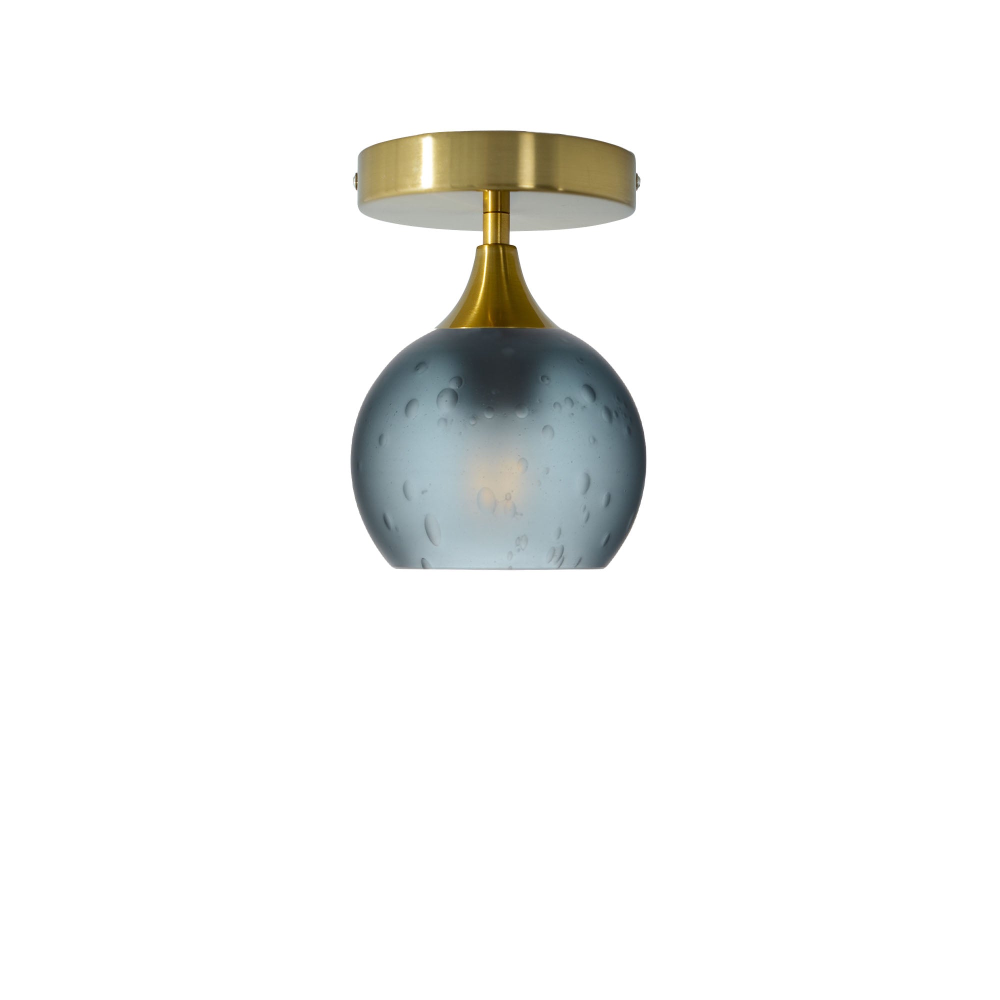 763 Semi-Flush-Bicycle Glass Co - Hotshop-Celestial-Slate Gray-Polished Brass-Bicycle Glass Co