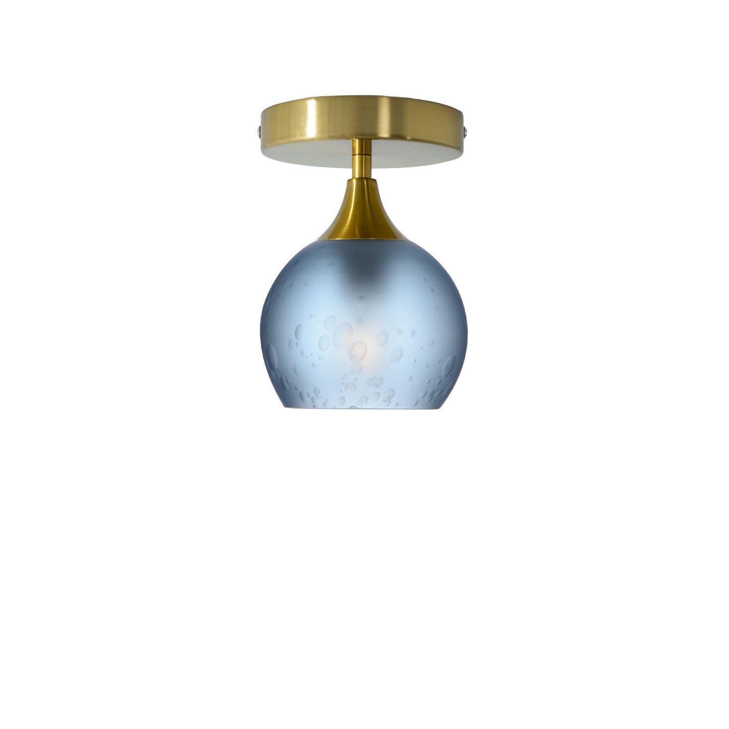 763 Semi-Flush-Bicycle Glass Co - Hotshop-Celestial-Steel Blue-Polished Brass-Bicycle Glass Co