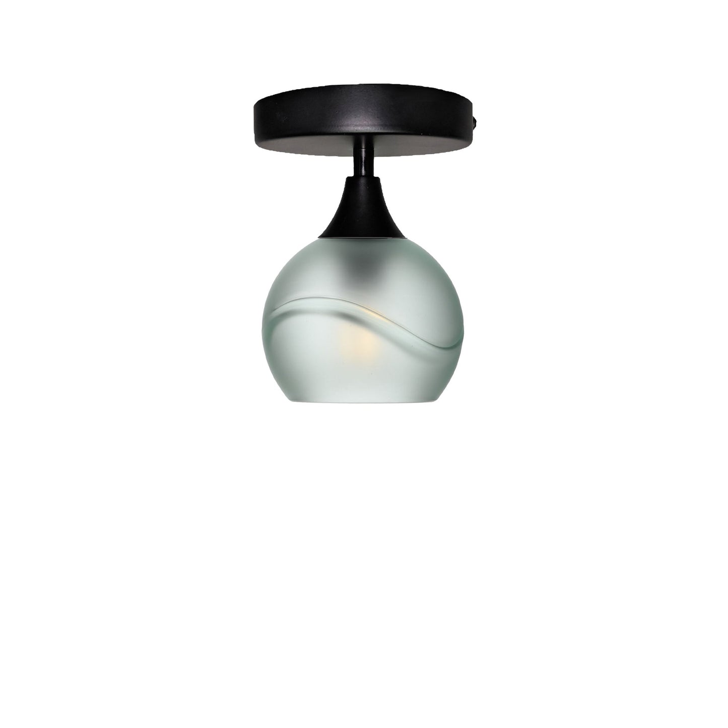 763 Semi-Flush-Bicycle Glass Co - Hotshop-Glacial-Eco Clear-Matte Black-Bicycle Glass Co