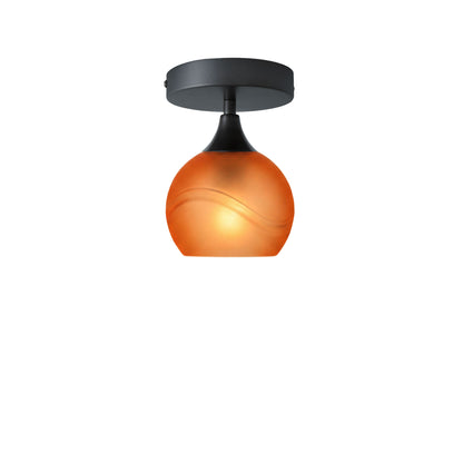 763 Semi-Flush-Bicycle Glass Co - Hotshop-Glacial-Golden Amber-Antique Bronze-Bicycle Glass Co