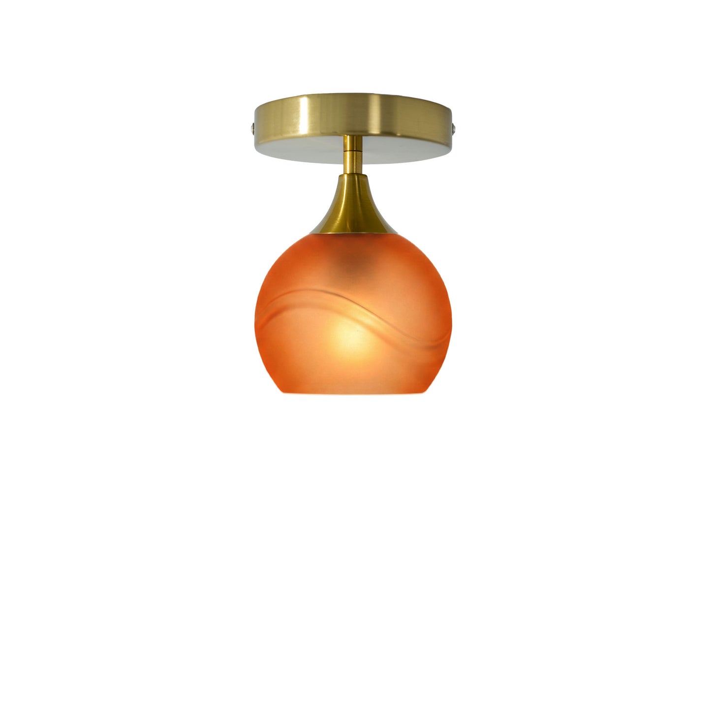 763 Semi-Flush-Bicycle Glass Co - Hotshop-Glacial-Golden Amber-Polished Brass-Bicycle Glass Co