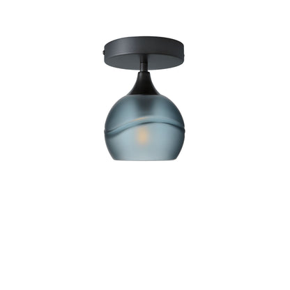 763 Semi-Flush-Bicycle Glass Co - Hotshop-Glacial-Slate Gray-Antique Bronze-Bicycle Glass Co